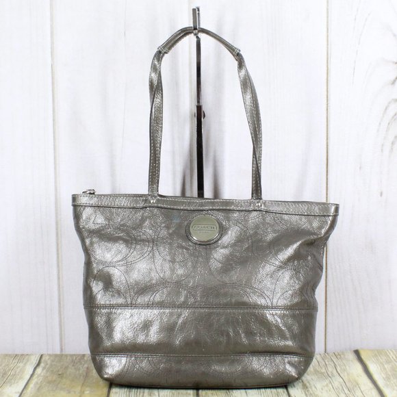 Coach Handbags - COACH Signature Patent Leather Tote Shoulder Bag